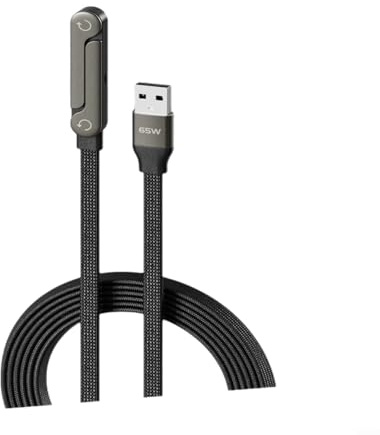 HomeVortex 2-in-1 Unsichtbares Halterungsladekabel mit Ständer, 240W Superschnelles Ladekabel 1,5m Kabel für Smartphones und Tablets für Zuhause, Büro und Reisegebrauch (65W A-C)