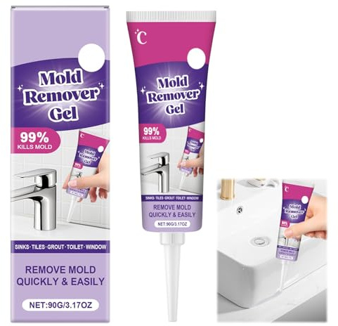 Mould Remover Gel Effective Mold Remover Gel,Not Damage the Surface for Bathroom & Kitchen Window Washing Machine Tile Gaps Walls & Grout (90g)