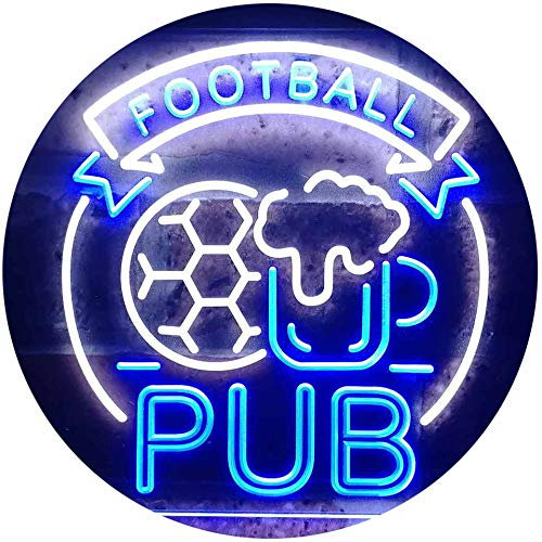 ADVPRO Football Sport Club Bar Pub Dual Color LED Barlicht Neonlicht Lichtwerbung Neon Sign Weiß & Blau 300 x 210mm st6s32-i3327-wb