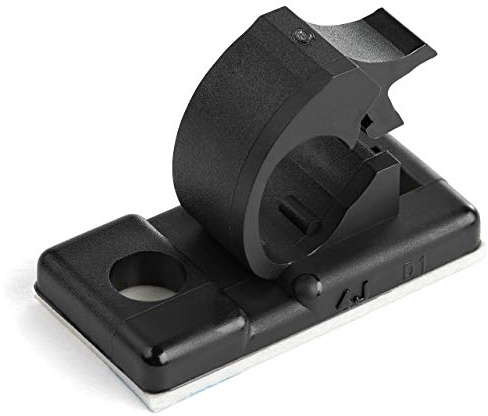 StarTech 100 Adhesive Cable Management Clips, Black, Sticky (CBMCC1) | Nylon Self Adhesive Clamp UL/94V-2 Fire Rated, Network/Ethernet/Office Desk/Computer Cord Organiser, Wire Holders