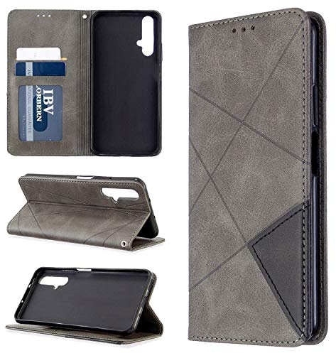 Hülle für Huawei Honor 20 Hülle Leder ,Hülle für Huawei Nova 5T YAL-L61A YAL-L61D YAL-L71A / Honor 20 YAL-AL00 YAL-TL00 YAL-L21 / Honor 20S YAL-AL50 YAL-TL50 Hülle Schutzhülle Case Cover Gray