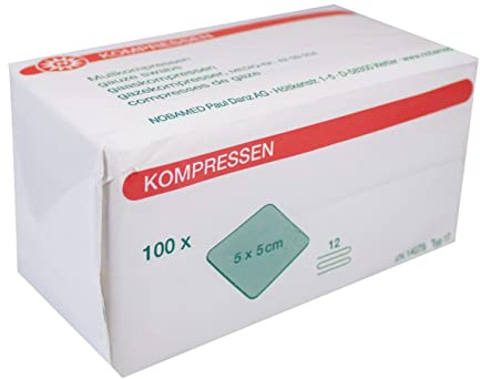Nobamed Kompressen Mullkompressen 12-lagig 1000 Stück (10 x 100 Stück) 5 cm x 5 cm