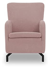 DOMO. collection Sessel Franca, hohe Rückenlehne, rosa | Sessel mit hoher Rückenlehne und Metallfüßen, eleganter Armsessel, 68 x 82 x 93 cm (BxTxH)