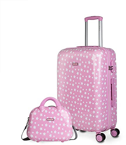 ITACA Maletas Infantiles Resistentes y Ligeras con diseño Colorido para niños y niñas Tipo Mediana Maletas de Viaje rígidas de fácil manejo. Candado de combinación