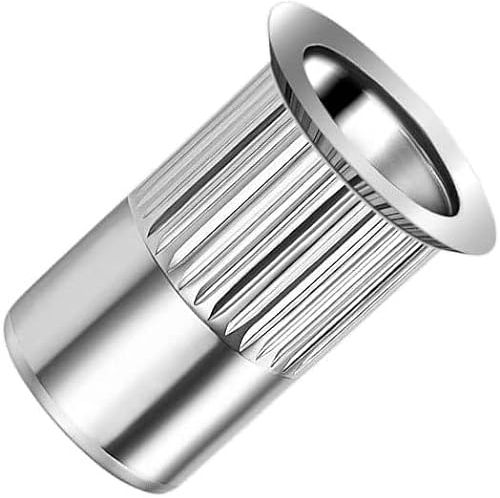 M4 Dadi per rivetti ciechi, inserto filettato aperto a corpo tondo scanalato a testa svasata, 4mm dado zigrinato in acciaio zincato, rivetto per acciaio, lega, rame, plastica (10 pz.)