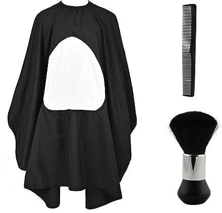 KALUROIL Friseurumhang - Professioneller Friseurumhang mit Hals-Staubbürste, Haarschneideumhang und Friseurkamm - Perfektes Salonzubehör für Damen und Herren