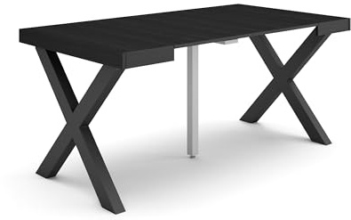 Skraut Home | Consolle allungabile | Tavolo consolle allungabile | 160 | Per 8 persone | Gambe in legno | Stile moderno | Nero