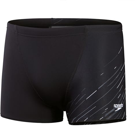 Speedo Hyperboom V-Cut Pantalón de baño Aquashort, por Hombre, Negro/Gris, 4