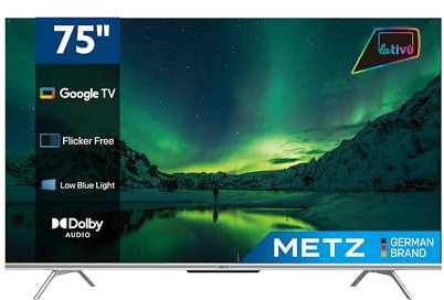 Metz Smart TV, MUD7000Z, 75(189 cm), Direct LED 4K UHD, Google TV, HDR, Sottile, Moderno, Nero