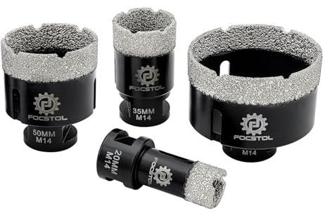 FOCSTOL Diamant Fliesenbohrer Set - 4 Stück (20/35/50/68mm) Fliesen Bohrkronen Set für Fliesen Porzellan Keramik Marmor