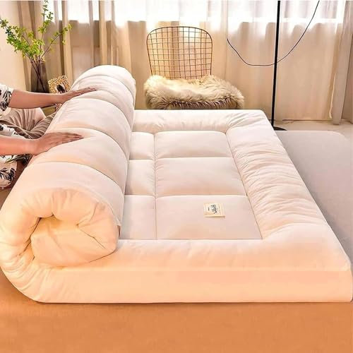 GAOXIAO Japanische Futon Matratze, Bodenmatratze Faltmatratze Schlafmatt, Rollmatratze Faltbare Tragbar Tatami Gesteppte Bett Matratze Gästematratze Klappbett Gepolsterte Bodenliege A 90 x 200 cm