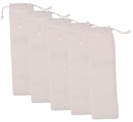 CIYODO 5pcs Straw Storage Bag Cotton Burlap Pouch Bag for Reusable Drinking Straws Travel Carrying Case