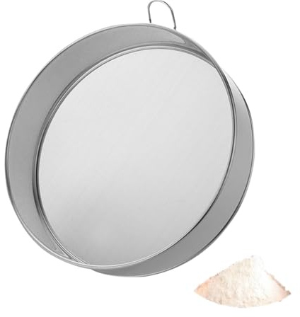 Flour Sieve Round Flour Sifter Kitchen Sieve Fine Mesh for Baking Powder Cakes 7.8 Inch 40 Mesh