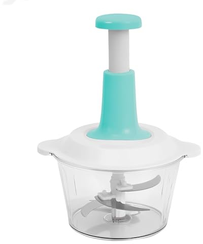 Hachoir Manuel, Regerly 1 Pièce 1.5l Mixeur Manuel Coupe Oignon Manuel Avec 3 Lames En Acier Inoxydable Hachoir Oignon Coupe-Légumes Facile à Nettoyer pour Viande Aliments pour Fruits Légumes