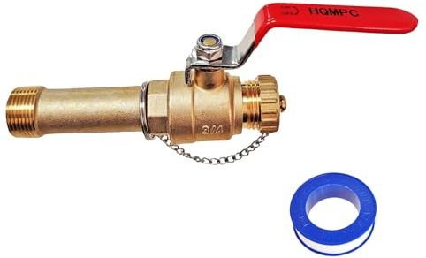 Water Heater Drain Valve 3/4MIP X 3/4 Male GHT x 3“ Length Shank Connection to drain or Flush Hot Water Heater Faster and Easy Big Full Port (Lead-Free Brass,3 Inch Shank with Long Handle,Straight)