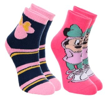 Disney Minnie Mouse Children's Girls ABS Socks Stopper Socks 2 Pairs Set Non-Slip Double Pack