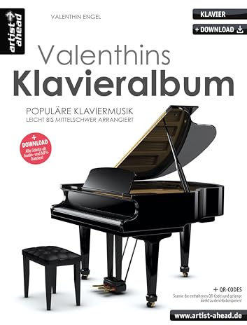 Valenthins Klavieralbum: Populäre, romantische Klaviermusik, leicht bis mittelschwer (inkl. QR-Codes + Audio-Download). Klavierstücke. Klaviernoten. ... bis mittelschwer arrangiert (inkl. Download)