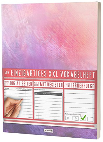 Mein Einzigartiges XXL Vokabelheft: 100+ Seiten, 2 Spalten, Register / Lernerfolge auf jeder Seite zum Abhaken / PR101 Lila Textur / DIN A4 Softcover