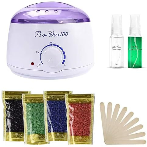 Portable Electric Wax Warmer Kit for Total Body Hair Removal - Melting Pot Hot Wax Heater with Accessories for Facial, Bikini, Armpit Waxing at Home for All Genders