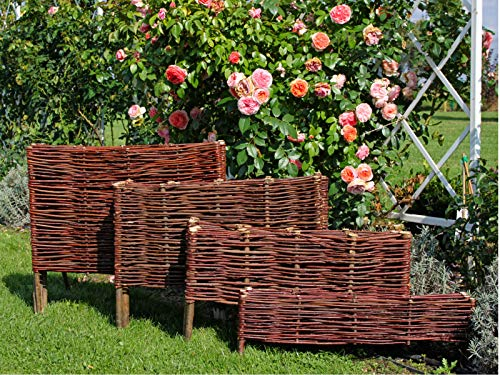 Border fencing – Border fence size 60 x 20 cm – Willow fence – Willow border fence for hammering into the ground – Palisade for separating flowerbed paths and garden beds