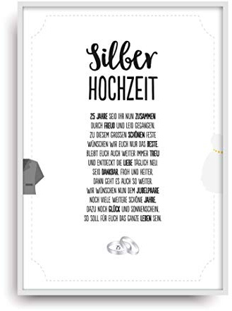 Hochzeit Karte SILBERHOCHZEIT Kunstdruck 25. Hochzeitstag Silber Brautpaar Bild ohne Rahmen DIN A4