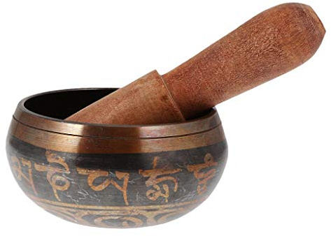 Tubayia - Cuenco tibetano de latón con martillo de madera para meditación y relajación