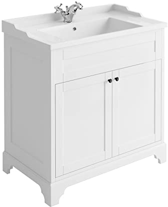 Arabella Bathroom Vanity Unit | Includes Ceramic Basin | Floor Standing Storage| Soft Close Doors | White 800mm