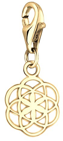 Nenalina Blume des Lebens Karabiner Charm Anhänger Bettelarmband 925 Silber | vergoldet Damen-Charm-Anhänger für alle gängigen Charmträger Charm-Club Clasp-Charms 925er Sterling-Silber