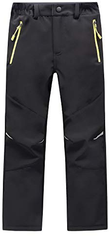 LANBAOSI Barn vinter softshell byxor pojkar flickor fleece fodrad vattentät promenad vandring byxor dragkedja fickor
