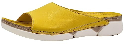 Andrea Conti Damen Pantolette Leder breiter Riemen sportliche Laufsohle 0529610, Größe:39 EU, Farbe:Gelb
