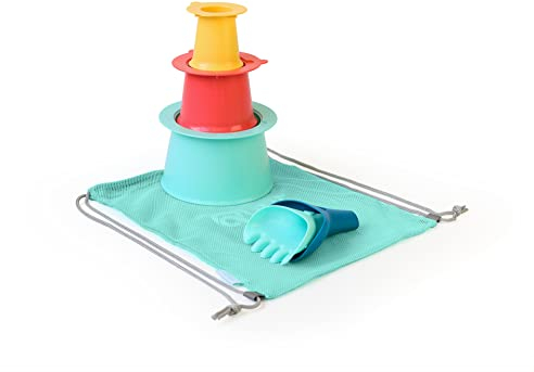QUUT Alto Strandset: Kreatives Sandspielzeug & Badespaß ab 0 Monate. Turmhilfe & Raki Rechen mit Beutel, Fördert Motorik & Sinne, sicher & robust, ideal für Strand & Bad