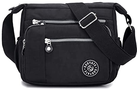 outer treasure Umhängetasche Damen, Handtasche Mittelgroß für Arbeit Reisen | Handtasche Damen Klein, Mehrere Taschen, Verstellbarer Schultergurt, Praktisch für Alltag, Leicht,Einkaufen, Schwarz