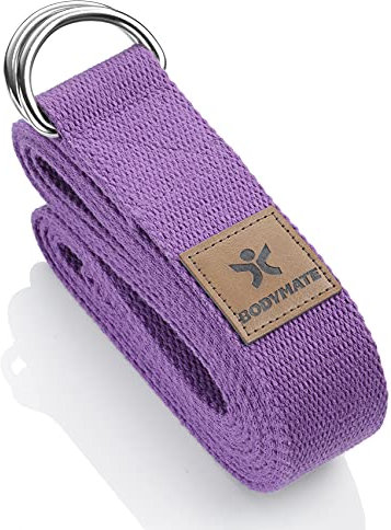 BODYMATE Yogarem, Yogaremmar, Stretchgurt für Stretching, Flexibilität, Yoga, Pilates, Fitness, Physiotherapie, 100% natürliche Baumwolle