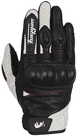 Furygan TD21 Gants de Moto Homme - Paume 100% Cuir & Perforé - Gants d'été - Ventilation optimale - Protection Métacarpes D3O - Tailles différentes, Noir-Blanc-Rouge