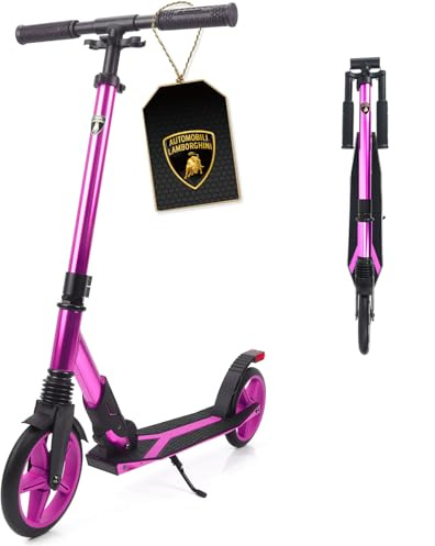 Lamborghini Roller Kinder 8+ Jahre Premium Cityroller Tretroller | 200mm Großräder, Klappbar, Höhenverstellbar, mit Ständer & Federung, Aluminium-Scooter