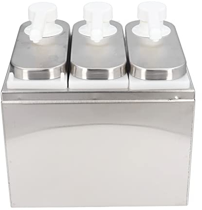 IUSOT Gewürzpumpenspender, 1L Saucenspender aus Edelstahl, Saucenpumpenspender Quetschflaschen Sirup Honig Spender Pumpflasche für Salat Marmelade KetchUp Dressing Sirup (3 Pumps)