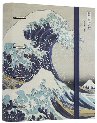Grupo Erik - Classeur A4 4 Anneaux - Vague de Kanagawa - Classeur Rigide 4 Anneaux, Format 27 x 32 cm - Fournitures Scolaire, Organiseurs, Fournitures de Bureau