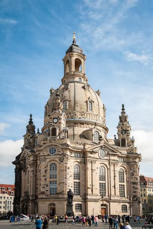 adrium Acryl-Bild 40 x 60 cm: Frauenkirche (Kirche Unserer Lieben Frau) und eine Statue im Zentrum der Altstadt in Dresden, Deutschland(120001269)