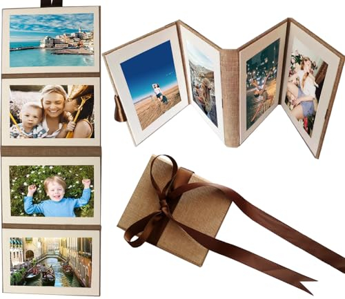 fotoalbum weiße seiten,fotoalbum familie,Fotoalbum Seiten 4 Blatt Fotobuch zum Einkleben DIY Spiralalbum Vintage für Baby Familie Valentinstag Geburtstag Jahrestag Geschenk (Khaki)