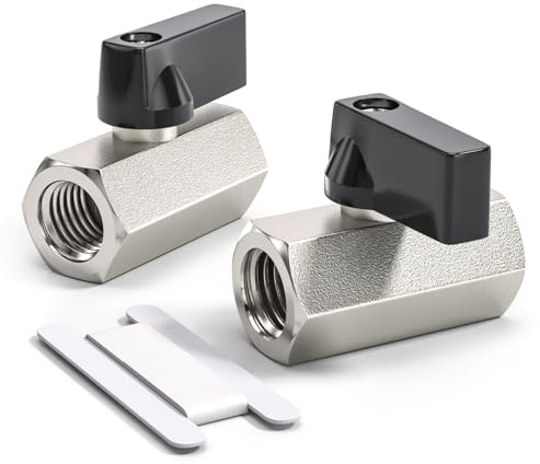 Bwintech 2 Pcs 1/4 BSP Female Nickel Plated Brass Mini Ball Valve Shut-Off Valve