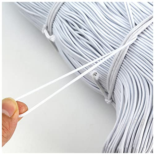 BoNene Elastisches Seil 1mm 2mm 3mm 4mm weiße Schwarze runde elastische Bänder Gumminähte Seilbandkabel Hochzeit for DIY. Kleidung Zubehör nähen. Seil Elastisch (Color : White, Size : 5M)