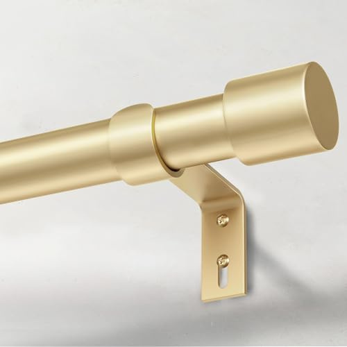 IFELS Heavy Duty Curtain Rods for Windows 28 to 48 Inch, 1 Inch Gold Curtain Rods for Outdoor, Farmhouse, Bedroom, Kitchen, Living Room, Adjustable Easy Install Curtains Rod (A2,Gold,30-60)