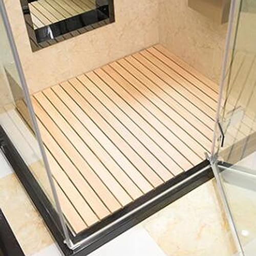 RENLXFI Waschbare Duschmatten Holz, natürliche rutschfeste rechteckige Badematte, für Strand Pool Boot Spa Sauna, Haus Bodenmatten Fußplattform (Size : 27.6x35.4in/70x90cm)