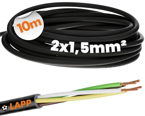 Lapp 10m LiYY Steuerleitung 2x1,5 mm² Schwarz - LED Kabel & Datenleitung | PVC Signalleitung für Modellbau, MSR-Technik und Elektronik - Lötbares 2-adriges Anschlusskabel für trockene und feuchte
