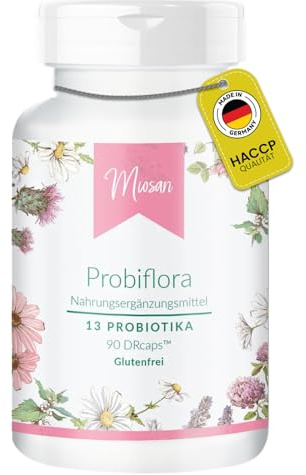 Probiflora - 13 PROBIOTIKA - mit mindestens 41,5 Milliarden Kulturen - 90 DRcaps™ - Hochdosiert - 100% Vegan – Herstellung & Laborprüfung in Deutschland | MIOSAN® CLUB - Exklusives Wohlbefinden