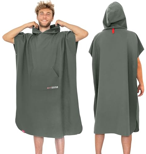 AUTDOOR® Badponcho mikrofiber – dam & herr – snabbtorkande handduksponcho av återvunna PET – kompakt ombytesrock för strand, simning, surfing & vattensport