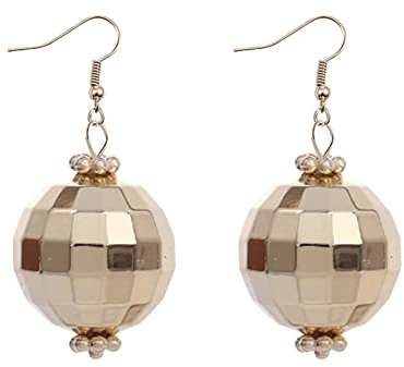 1 Paar Discokugel Ohrringe Damen Spiegelkugel Ohrringe Silber Modeschmuck Ohrringe Disco Zubehör Ohrringe Hängend Mädchen Disco Ohrringe Glitzer Halloween Statement Ohrringe