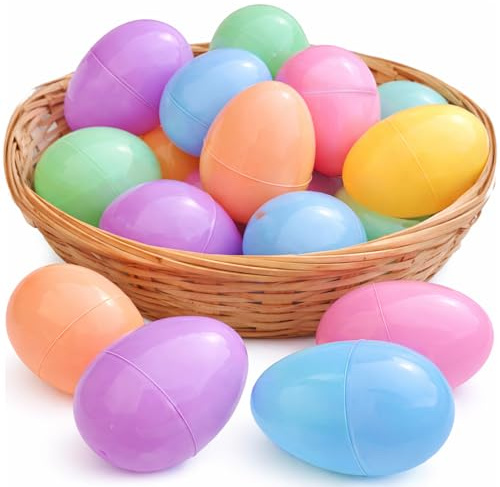 GiftExpress Pastel Color Easter Eggs - 50 Piece Assorted Bulk 2.3 x 1.75 Plastic Eggs Hinged - Adult & Kid Party Toys for Gift Easter Baskets or Egg Hunt Decor