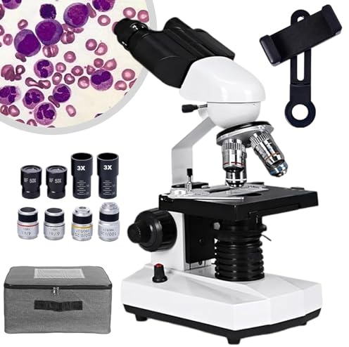 Binokular-Mikroskop für Laboratorien, Schulen, zusammengesetzte biologische Mikroskope, mechanische Stufe, unterstützt USB-Verbindung zum Computer, mit Handyhalterung und Handy-Adapter