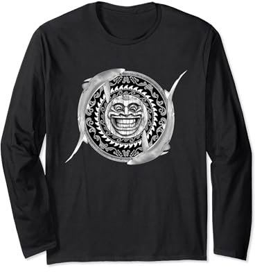 Blauhai Hawaiianisches Tiki Langarmshirt